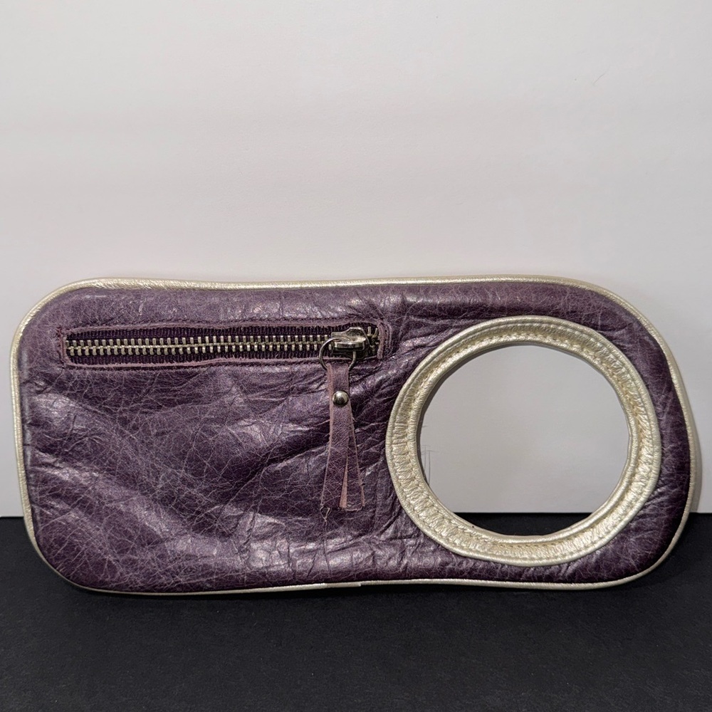 ARZA HANDS FREE Leather BRACELET WALLET CLUTCH Wallet Purple Silver Small HTF